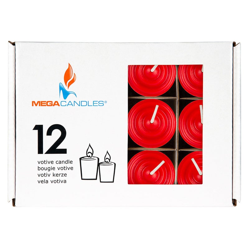 Mega Candles 12 pcs Unscented Red Votive Candles, Hand Poured Wax Candle 15 Hours 1.5 Inch x 2.25 Inch, Home DÃ©cor, Wedding Receptions, Centerpieces, Occasions, Events, Meditations, Holders - Image 3